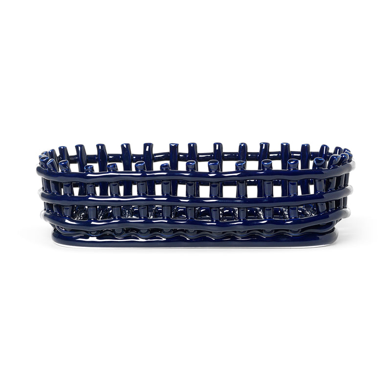 Ferm Living - Keramik Korb oval | blau
