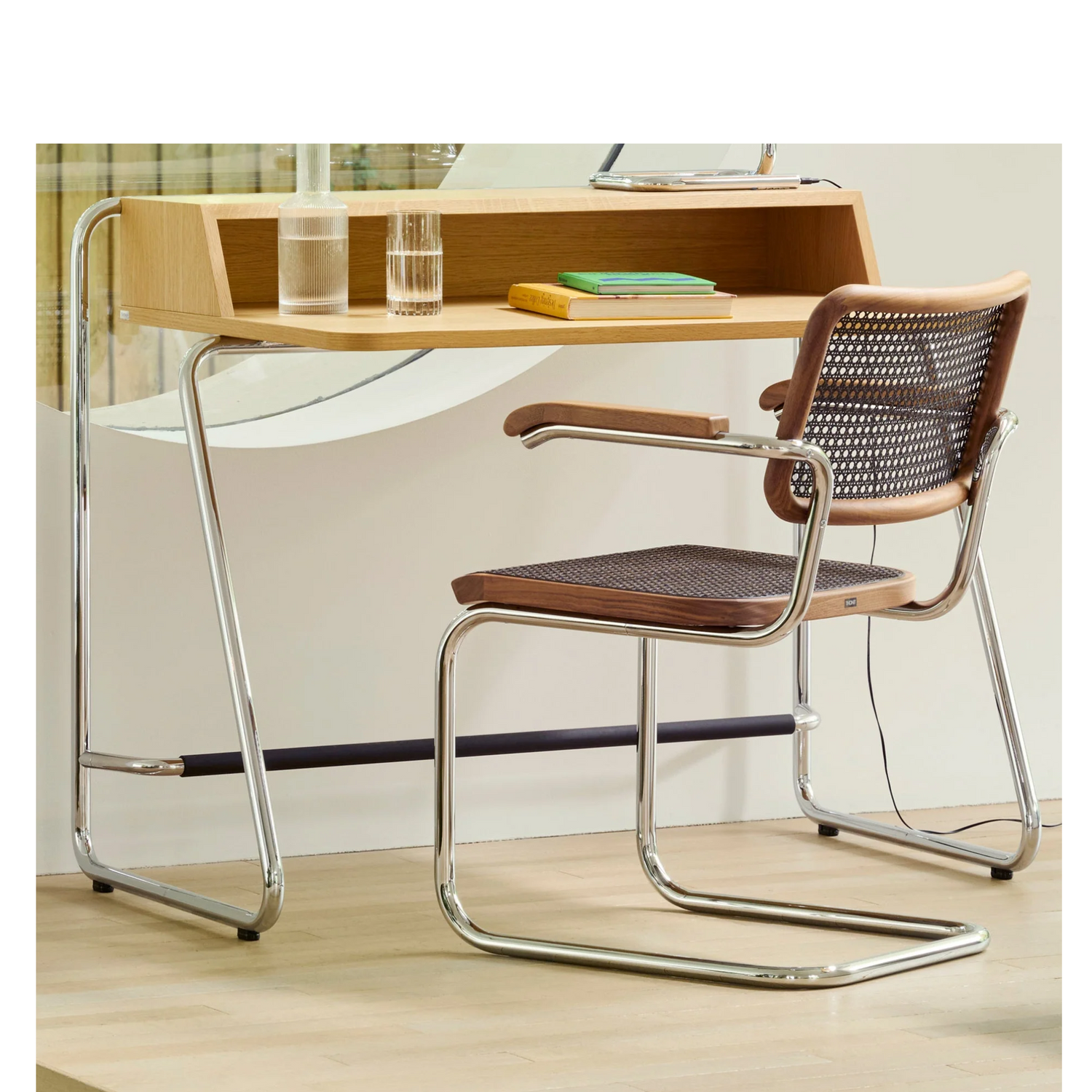Thonet - S 64 V Freischwinger | Geflecht dark / Nussbaum / Chrom