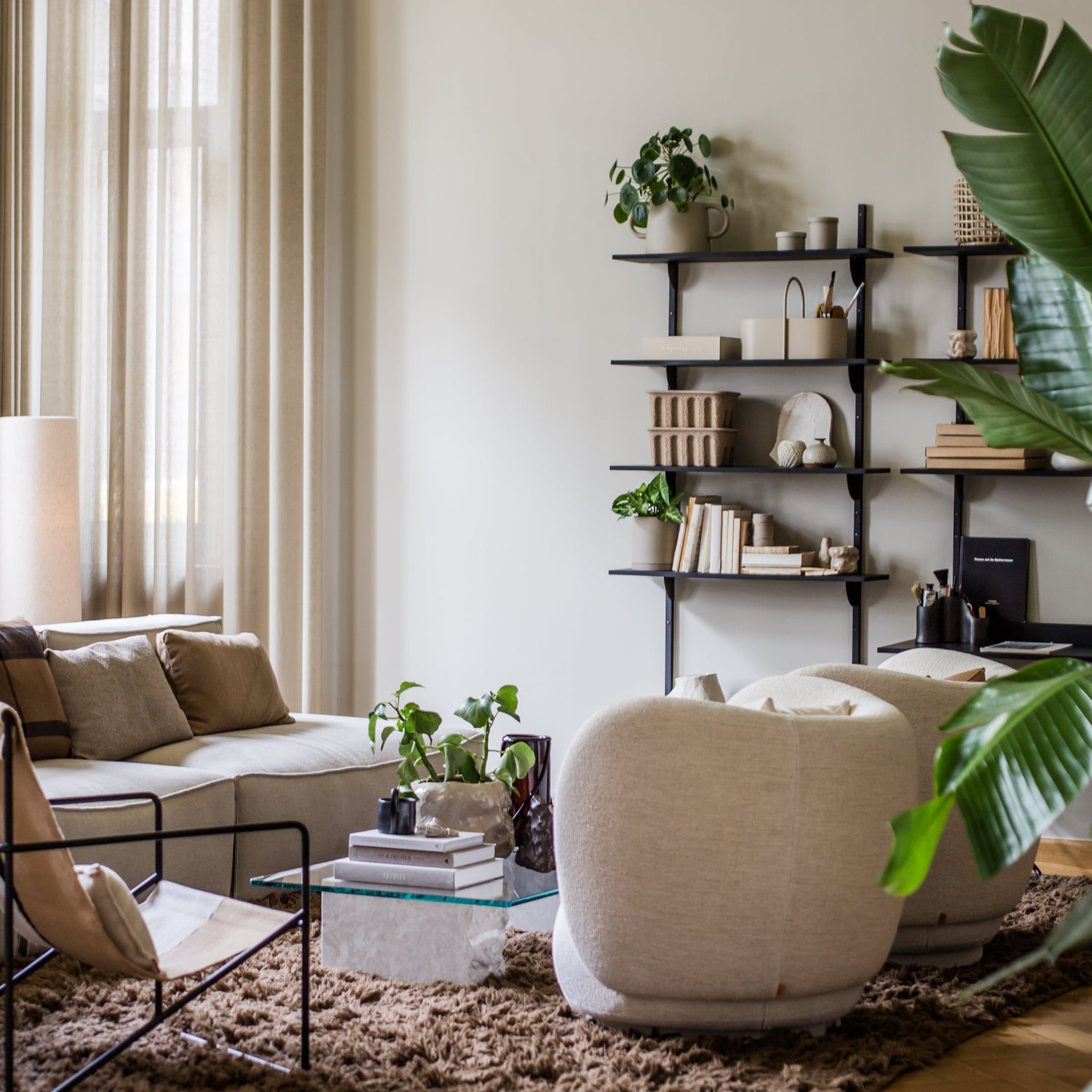 ferm Living - Sector Wandregal triple, Esche schwarz