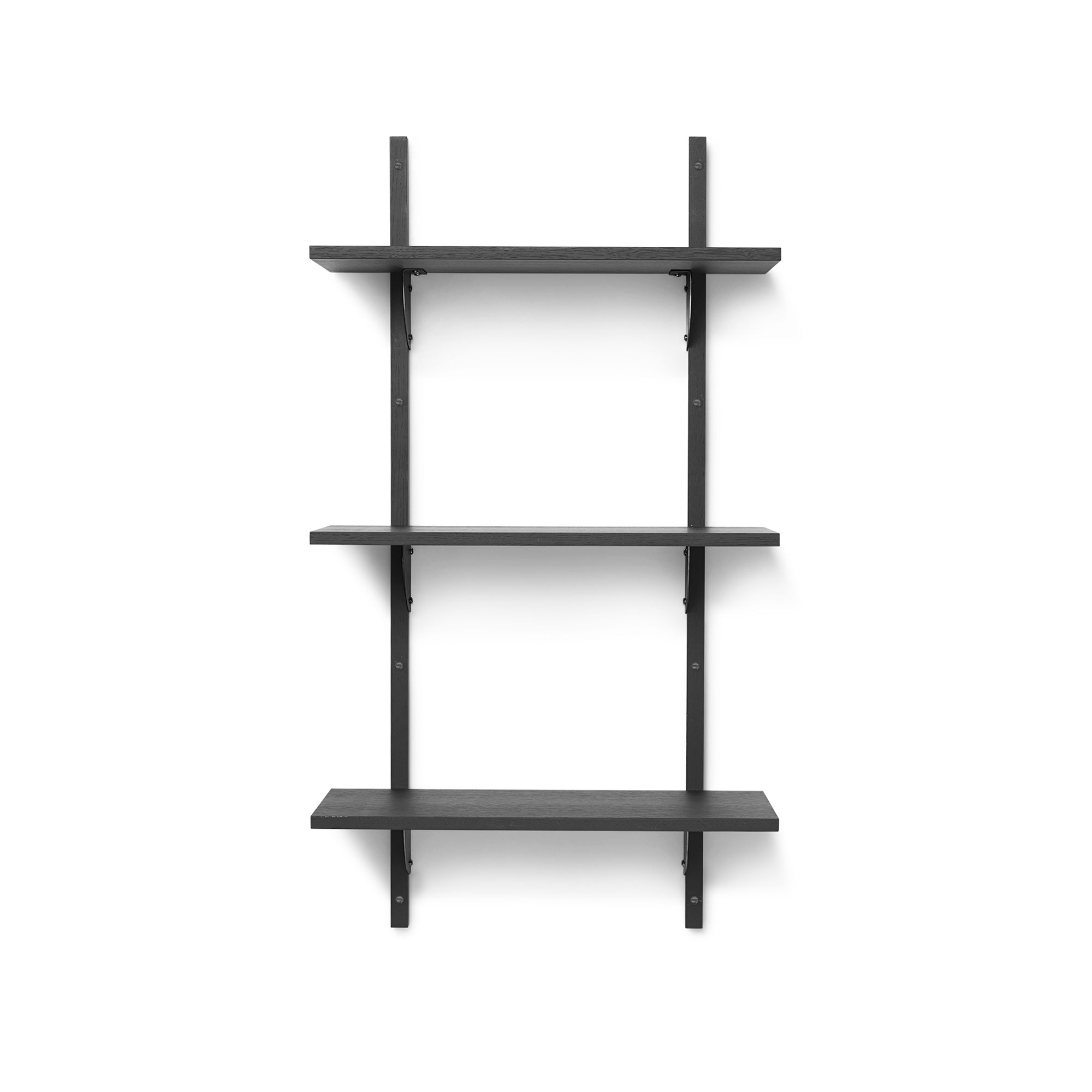 Ferm Living - Sector Wandregal single | 3 Regalböden / Esche schwarz/Messing schwarz / 54 cm