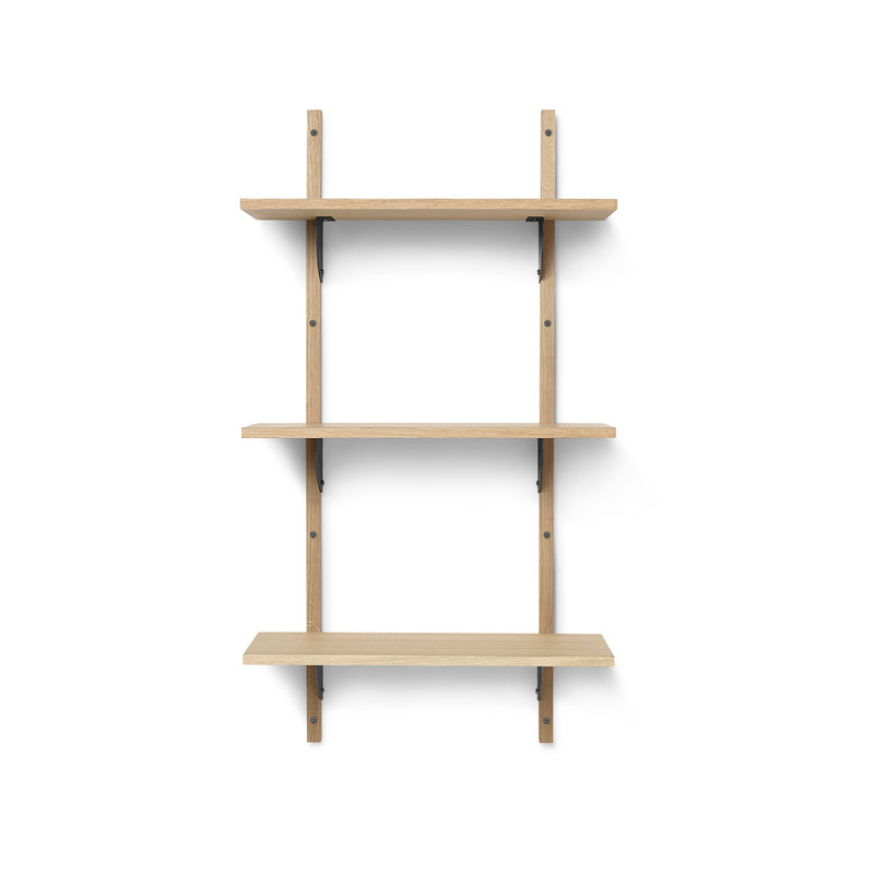 Ferm Living - Sector Wandregal single | 3 Regalböden / Eiche/Messing schwarz / 54 cm