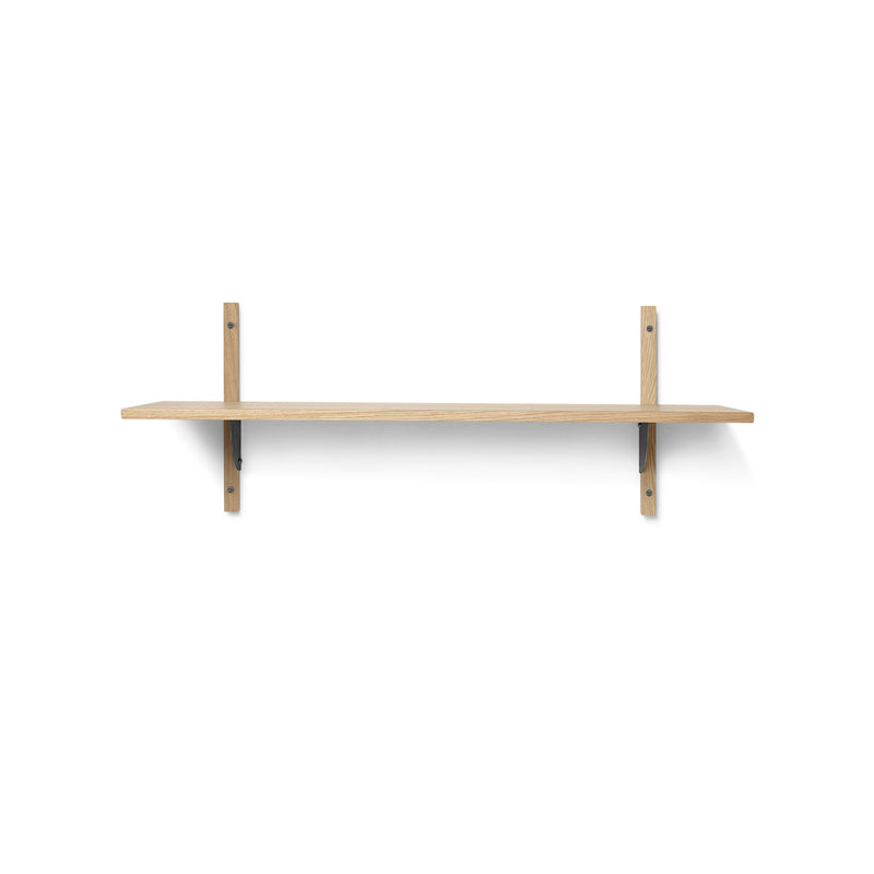 Ferm Living - Sector Wandregal single | 1 Regalboden / Eiche/Messing schwarz / 87 cm