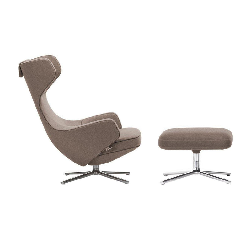 Vitra - Grand Repos Sessel und Ottoman | Cosy 2 fossil (02)(Kreuzstichnaht)