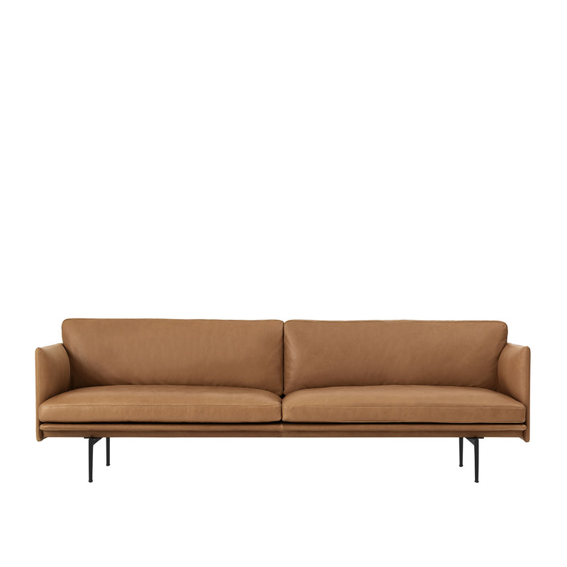 Muuto - Outline Sofa 3-Sitzer | Refine Leder cognac / schwarz