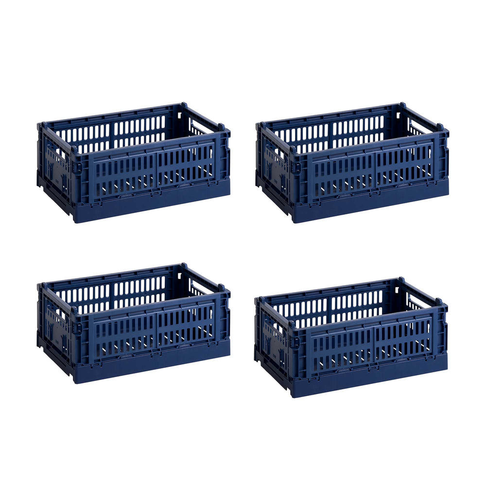 HAY - Colour Crate S Korb-Set recycled | 4er-Set / dark blue