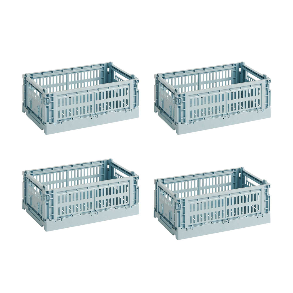 HAY - Colour Crate S Korb-Set recycled | 4er-Set / dusty blue