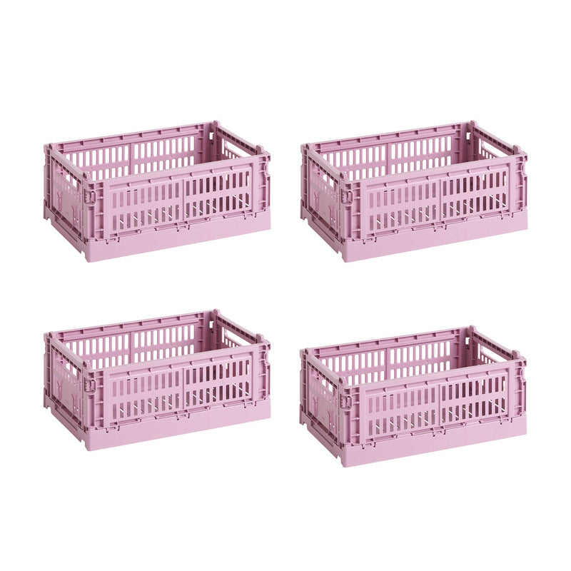 HAY - Colour Crate S Korb-Set recycled | 4er-Set / dusty rose
