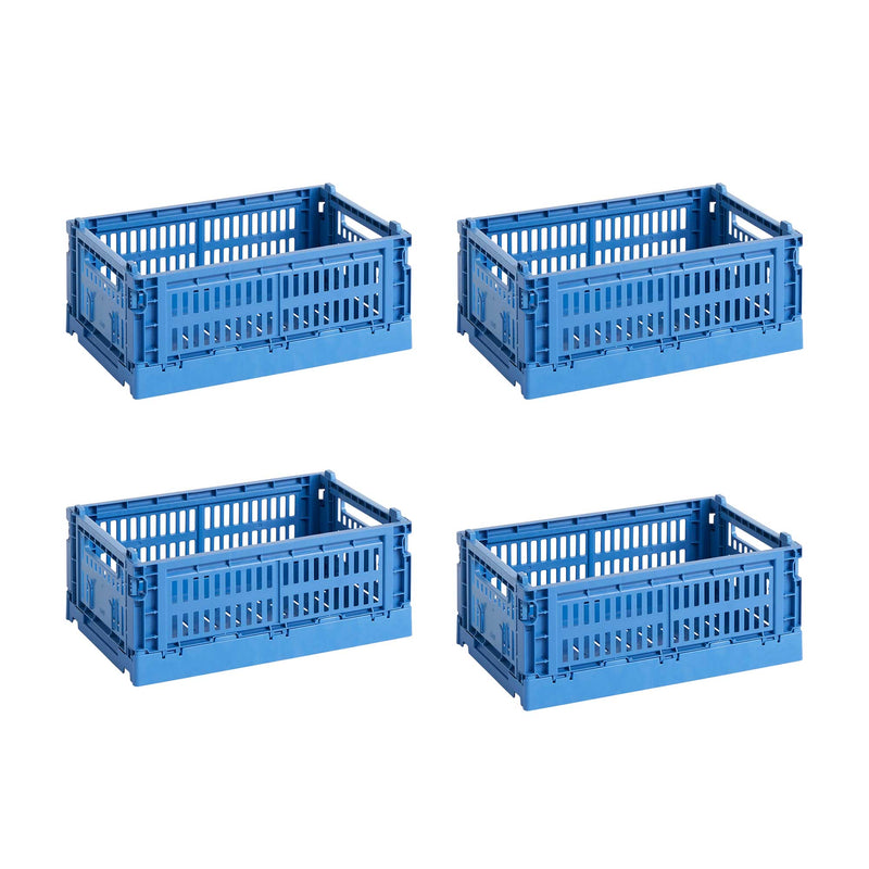 HAY - Colour Crate S Korb-Set recycled | 4er-Set / electric blue