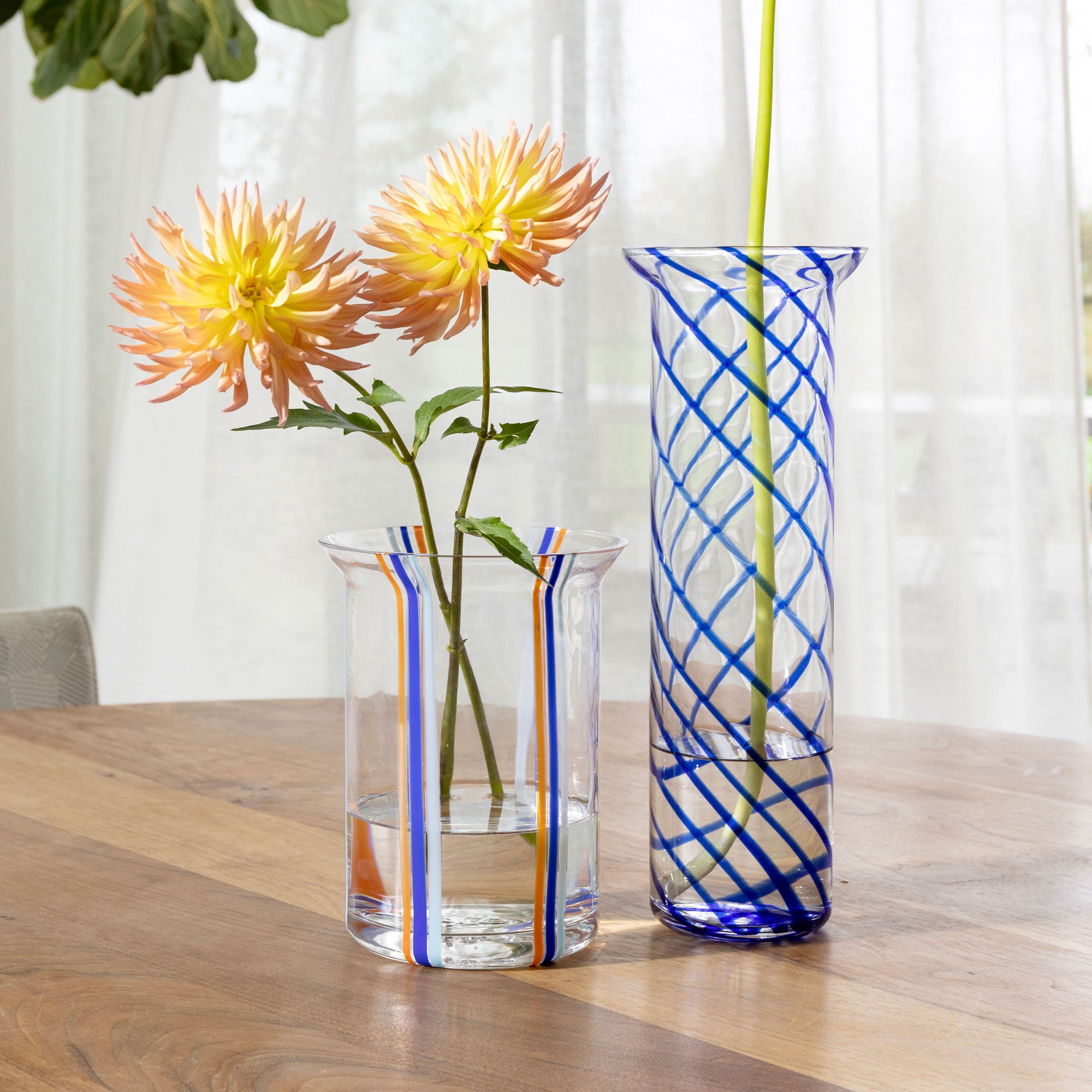 &amp;klevering - Yogu Vase | 42 x Ø 11 cm / spiral blue