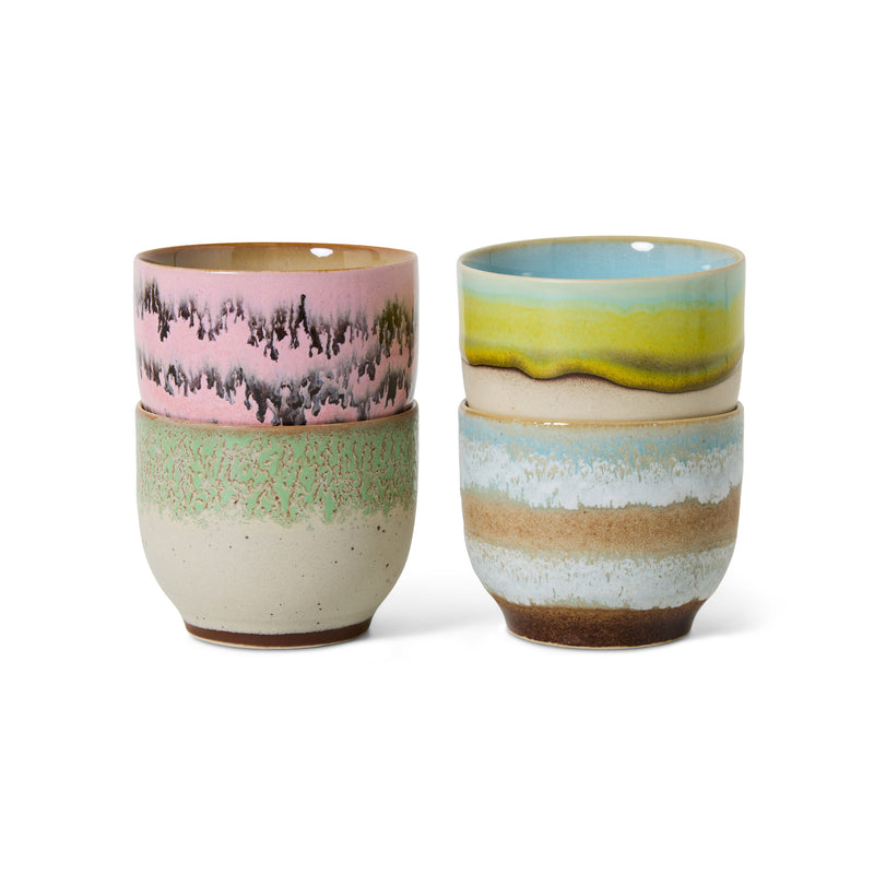 HKliving - 70's Kaffeebecher | 4er-Set / 250 ml / deco