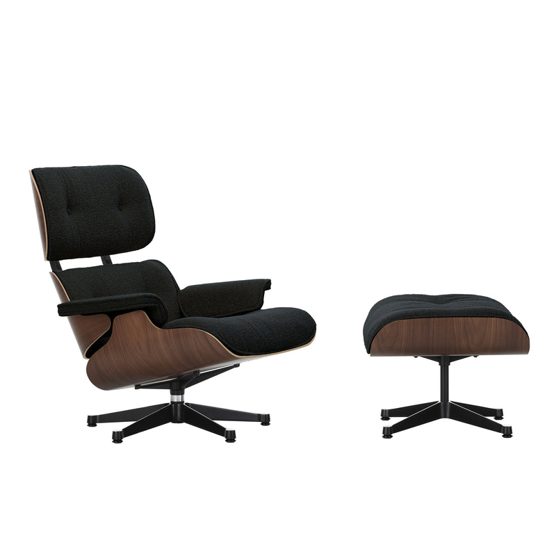 Vitra - Lounge Chair &amp; Ottoman | Nubia 11 anthrazit/schwarz / Nussbaum dunkel / poliert / Seiten schwarz