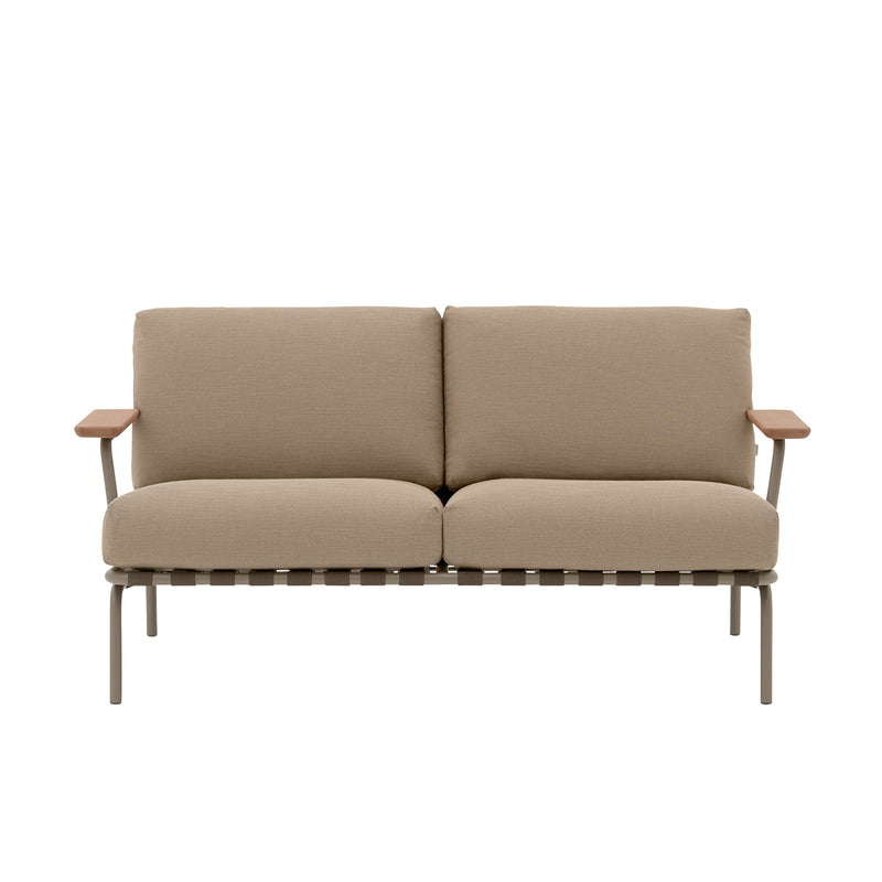 Muuto - Settle Outdoor 2-Sitzer Sofa | braun/taupe (Stoff Ribbed Weave 5)