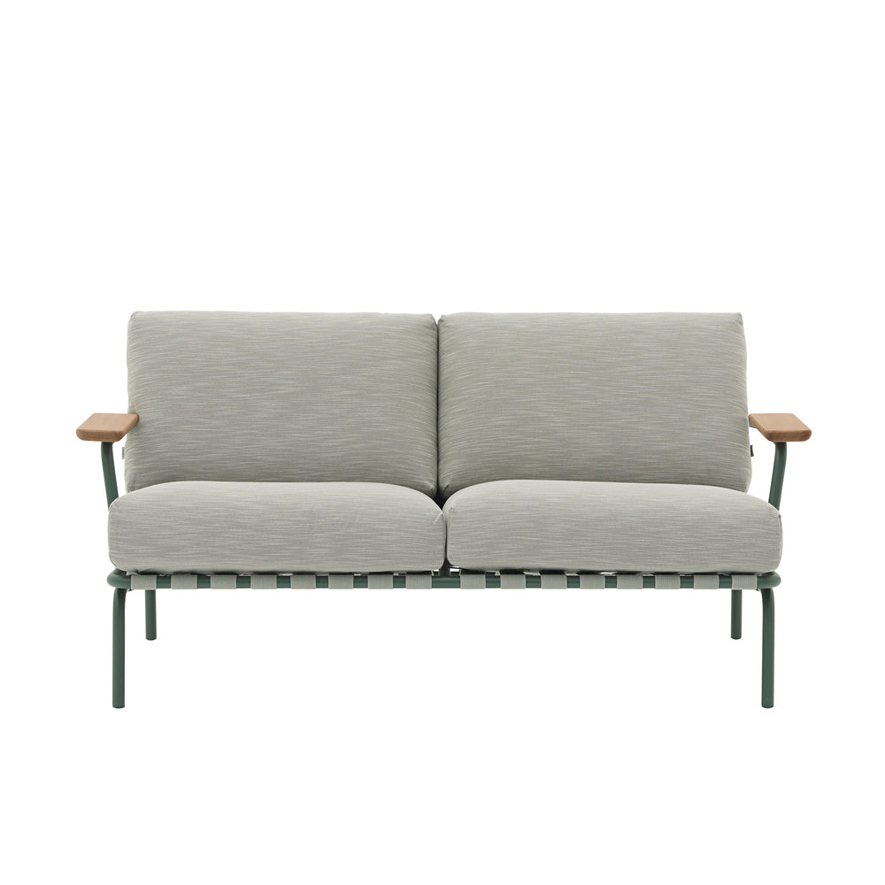 Muuto - Settle Outdoor 2-Sitzer Sofa | grün/dunkelgrün (Stoff Ribbed Weave2)