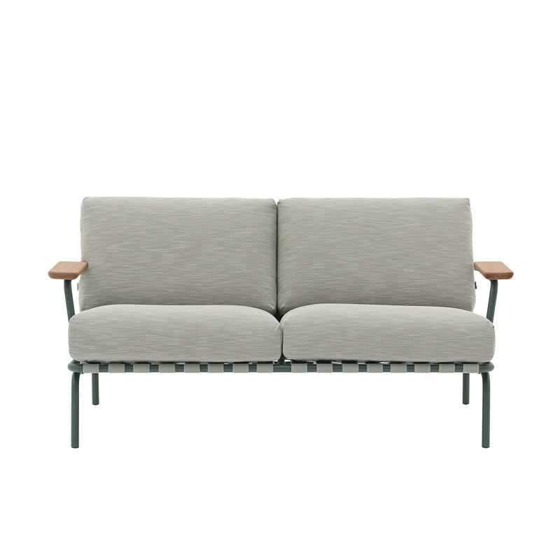 Muuto - Settle Outdoor 2-Sitzer Sofa | grün/dunkelgrün (Stoff Ribbed Weave2)