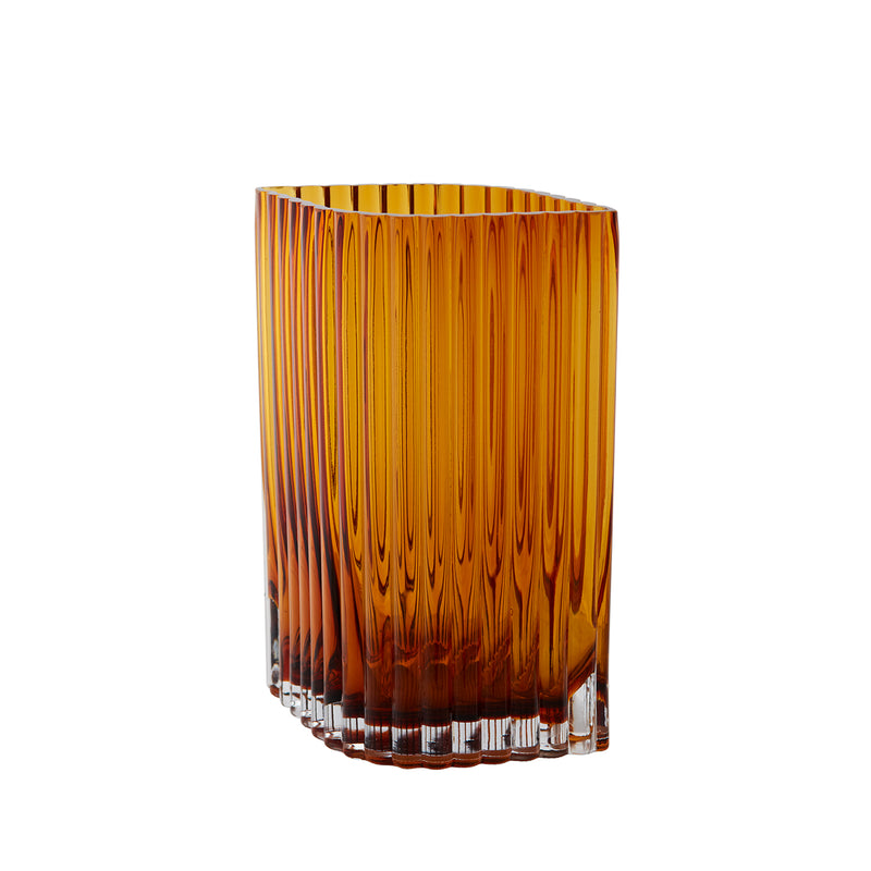 AYTM - Folium Vase | L 18 cm, H 25 cm / amber