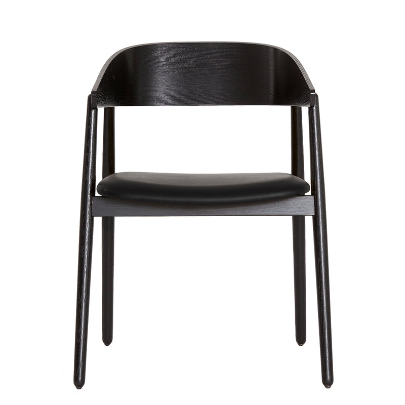 Andersen Furniture - AC2 Stuhl gepolstert | Eiche schwarz lackiert / Leder schwarz