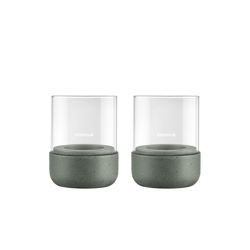 Blomus - Calma Windlicht | 2er-Set / Ø 7 cm / klar/agave green