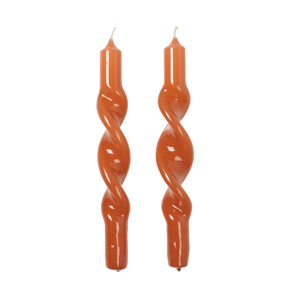 Broste Copenhagen - Twist Glossy Kerzen | burned orange