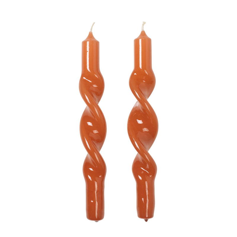 Broste Copenhagen - Twist Glossy Kerzen | burned orange