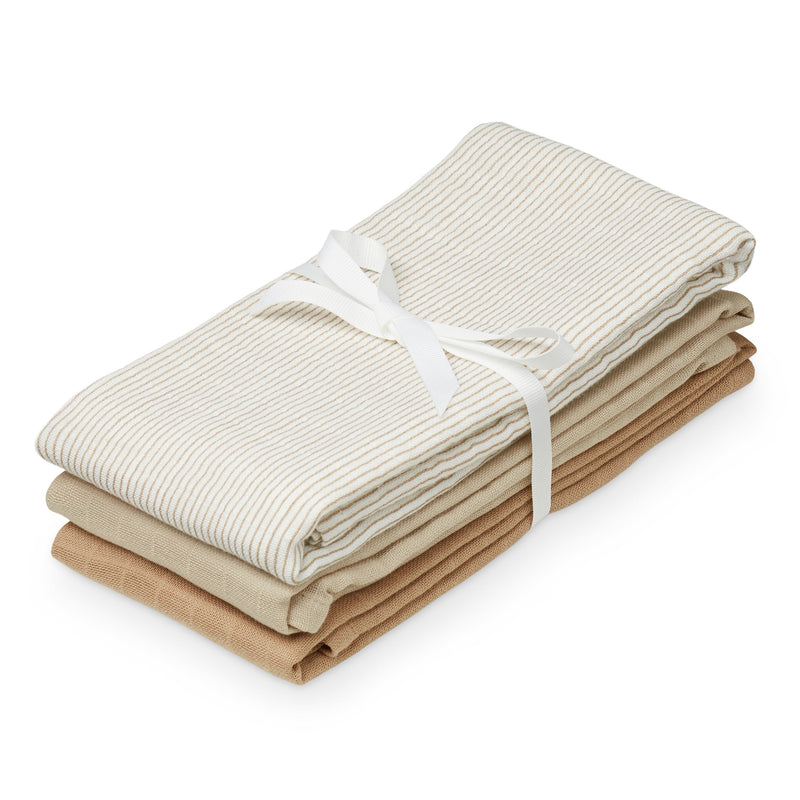 Cam Cam Copenhagen - Mulltücher-Set | 3er-Set / classic stripes camel/latte/camel