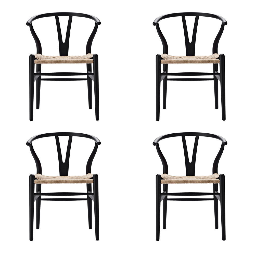 Carl Hansen - CH24 Wishbone Chair Set | 4er-Set / Buche soft black