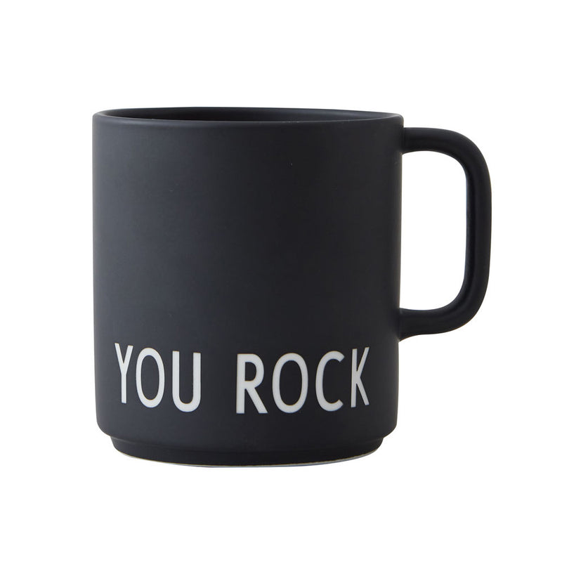 Design Letters - AJ Favourite Porzellan Becher mit Henkel | You Rock / schwarz