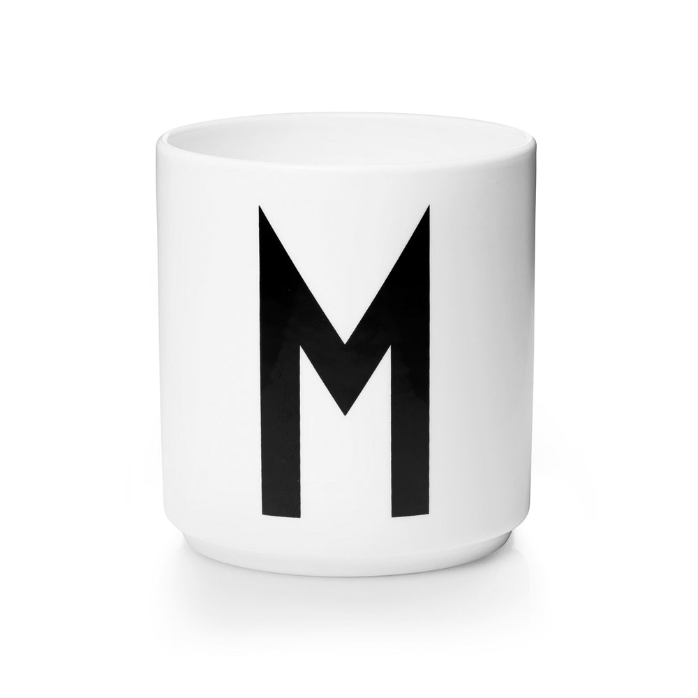 Design Letters - AJ Porzellan Becher A-Z | M / weiß
