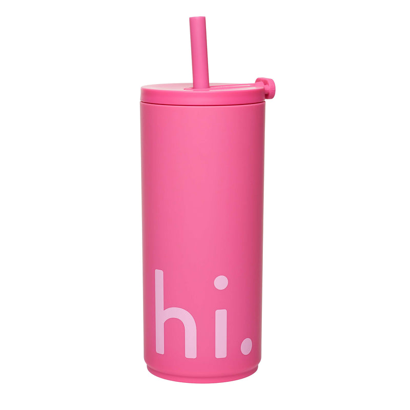 Design Letters - Hi Travel Trinkhalm-Becher | cherry pink