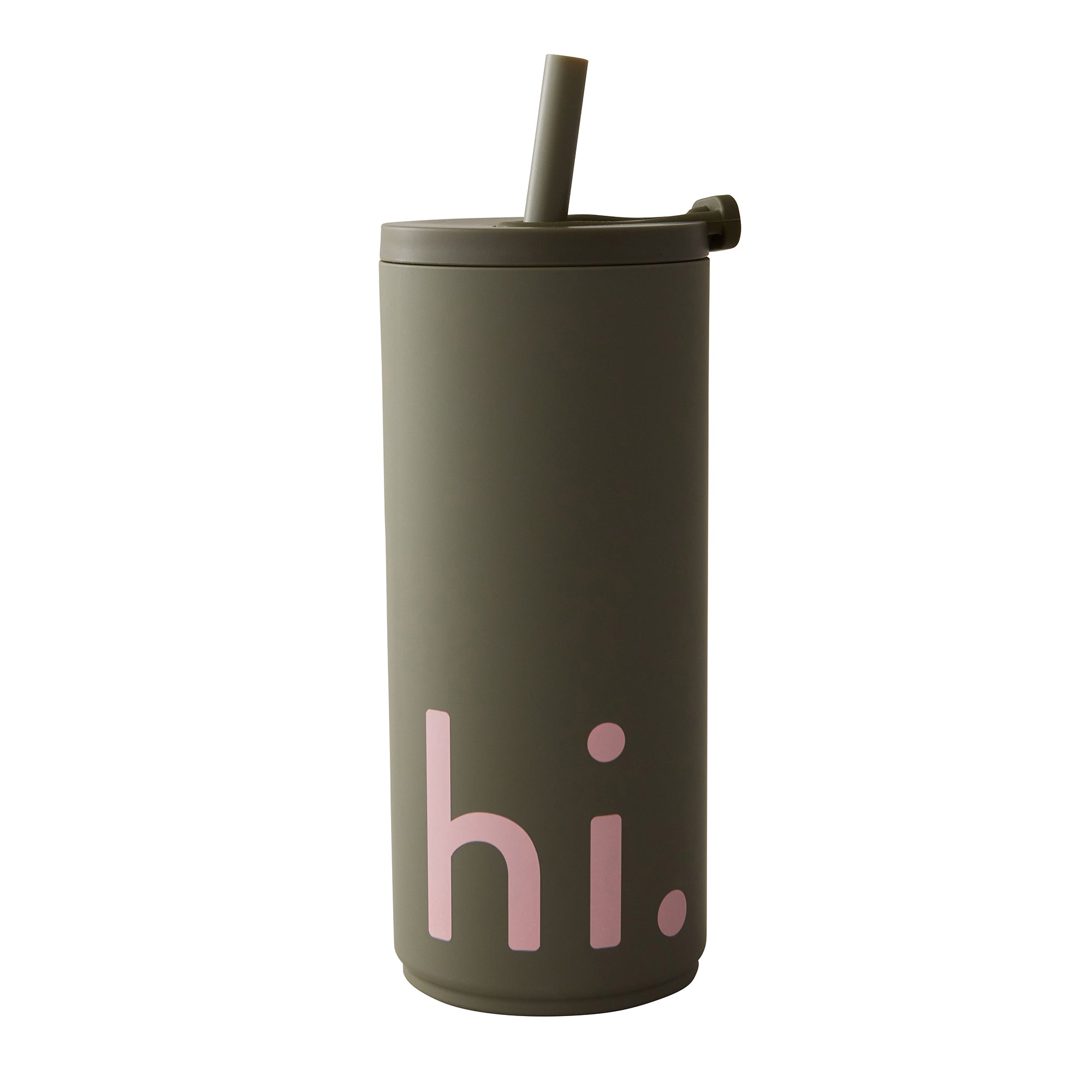 Design Letters - Hi Travel Trinkhalm-Becher | olivgrün