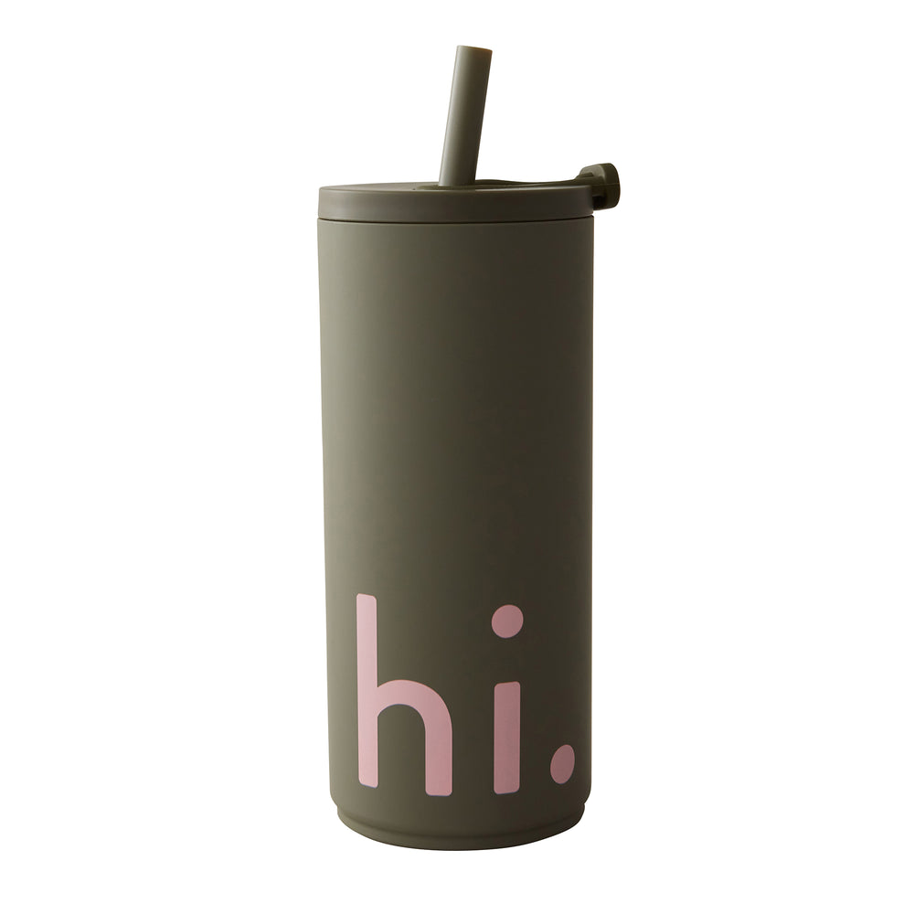 Design Letters - Hi Travel Trinkhalm-Becher | olivgrün