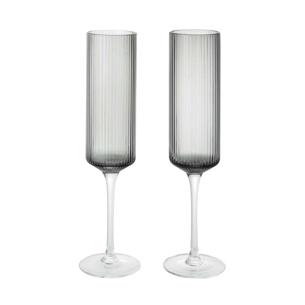 Ferm Living - Ripple Champagnerflöte | smoked grey