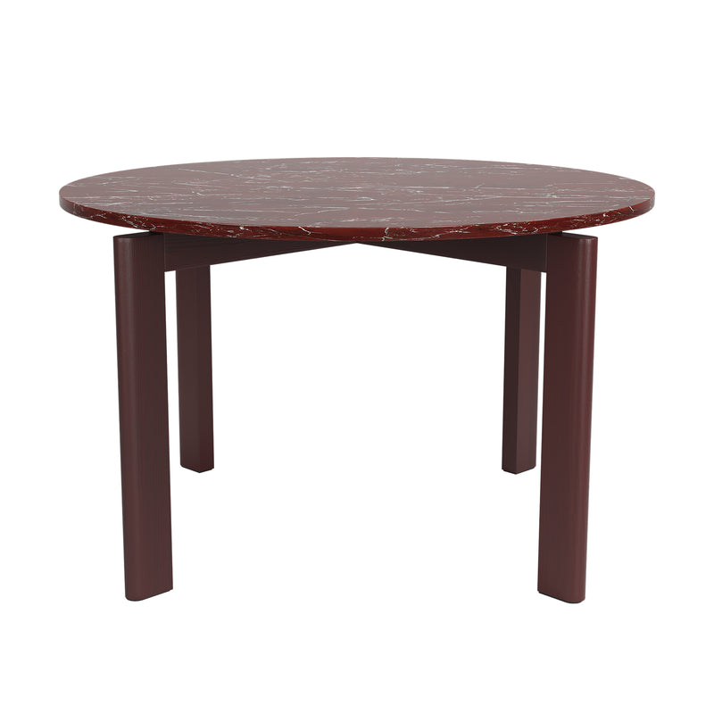 Fritz Hansen - After Esstisch, Ø120 cm | Marmorplatte rot-weiß