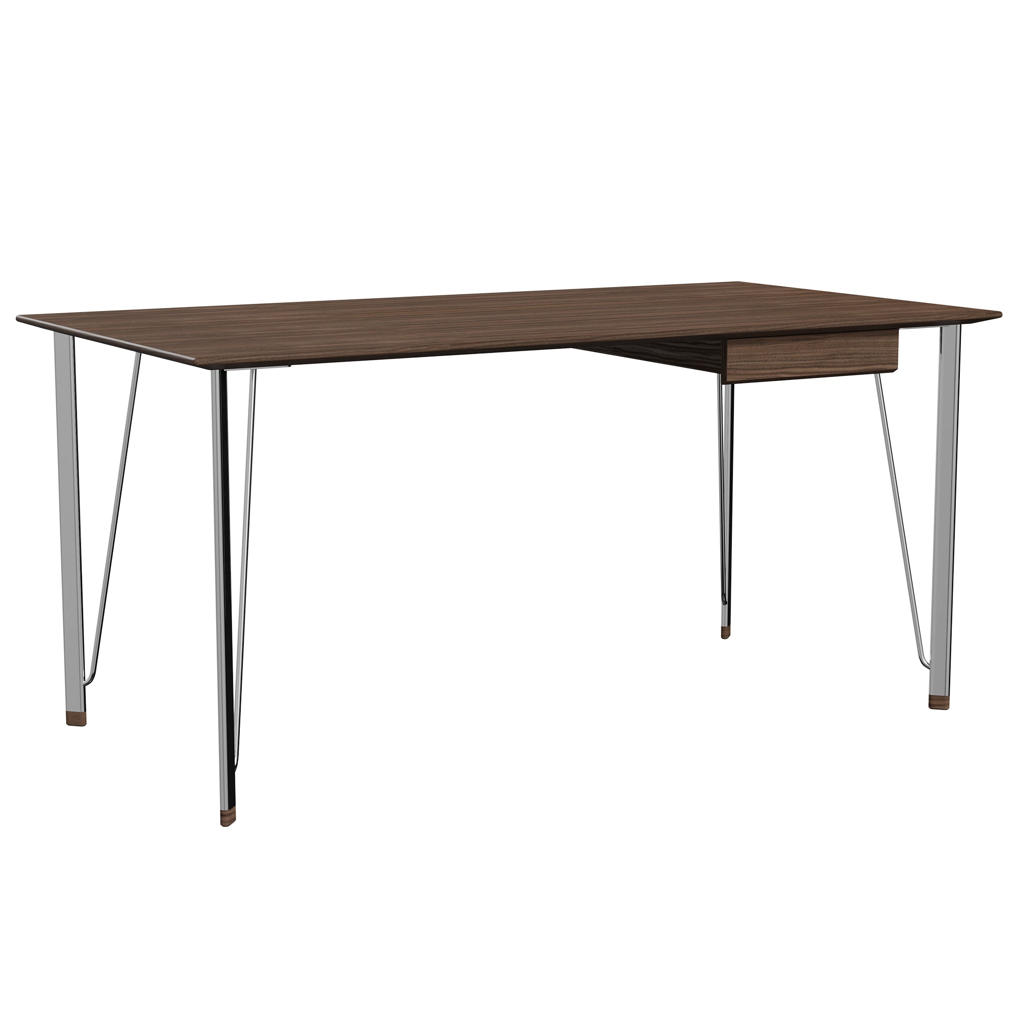 Fritz Hansen - FH3605 Schreibtisch | inkl. Schublade / Walnuss lackiert / Chrom