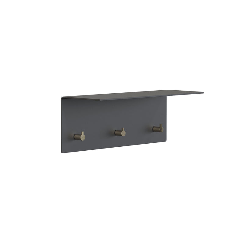 Frost - Unu Wandgarderobe | 40 x 15 x 15 cm / schwarz matt/gold poliert