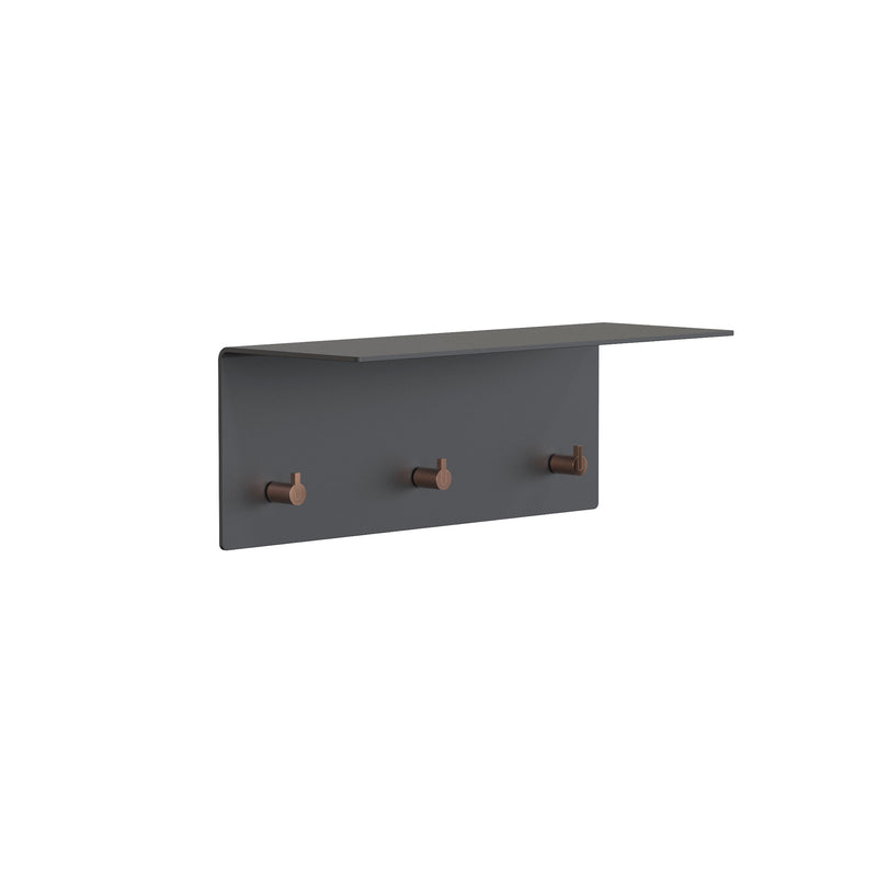 Frost - Unu Wandgarderobe | 40 x 15 x 15 cm / schwarz matt/kupfer poliert
