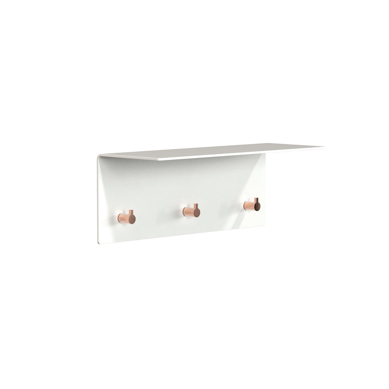 Frost - Unu Wandgarderobe | 40 x 15 x 15 cm / weiß matt/kupfer poliert