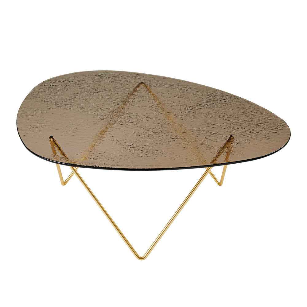 Gubi - Pedrera Couchtisch | strukturiert bronze Glas / messing