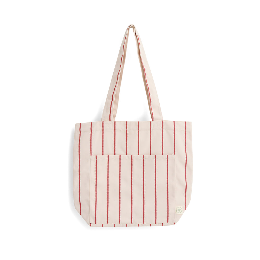 HAY - Outdoor Market Tote Bag | beige with red stripe