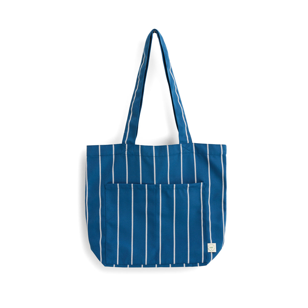 HAY - Outdoor Market Tote Bag | blue with beige stripe