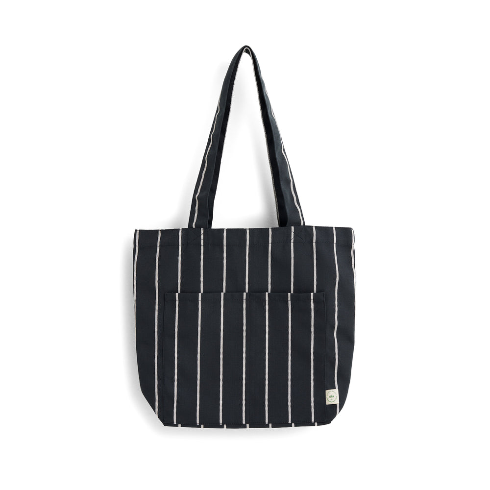 HAY - Outdoor Market Tote Bag | black with beige stripe