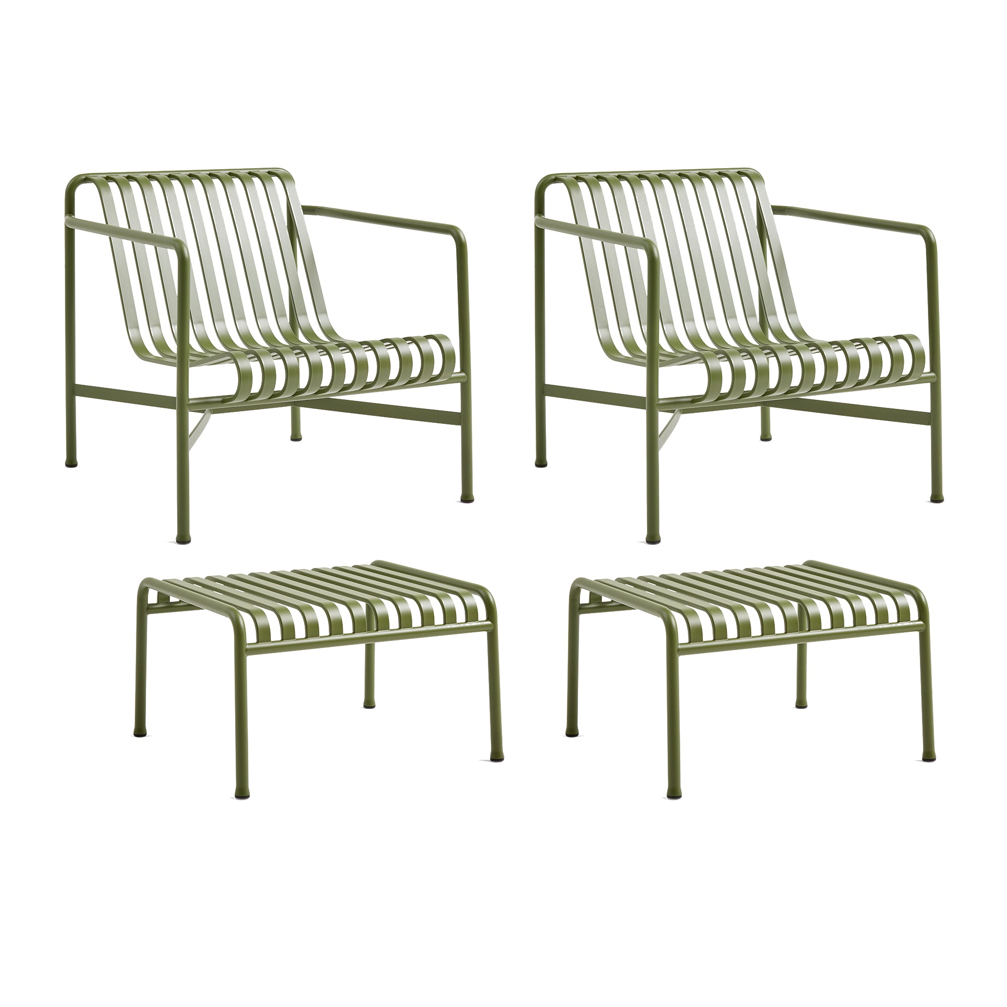 HAY - Palissade 2x Lounge Chair Low + 2x Ottoman | olive