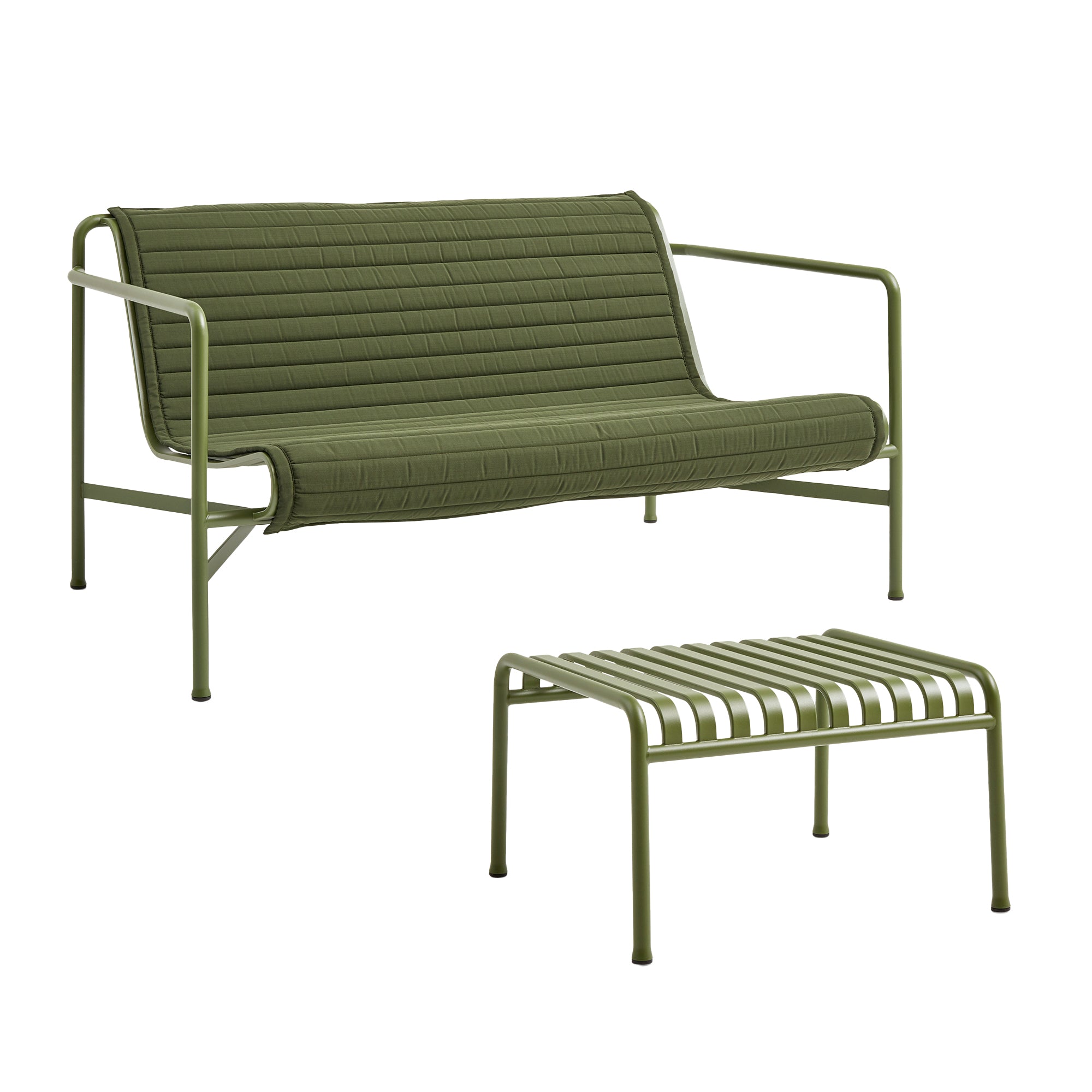 HAY - Palissade Lounge Sofa mit Quilted Cushion | olive