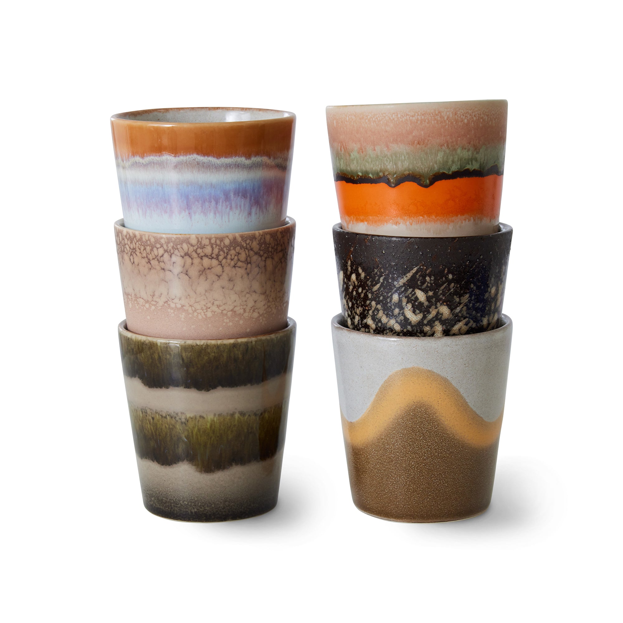 HKliving - 70's Kaffeebecher | 6er-Set / 230 ml / elements