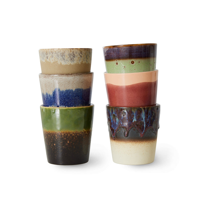 HKliving - 70's Kaffeebecher | 6er-Set / 230 ml / grounding