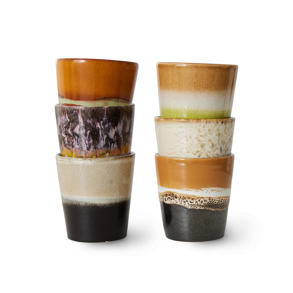HKliving - 70's Kaffeebecher | 6er-Set / 230 ml / soil