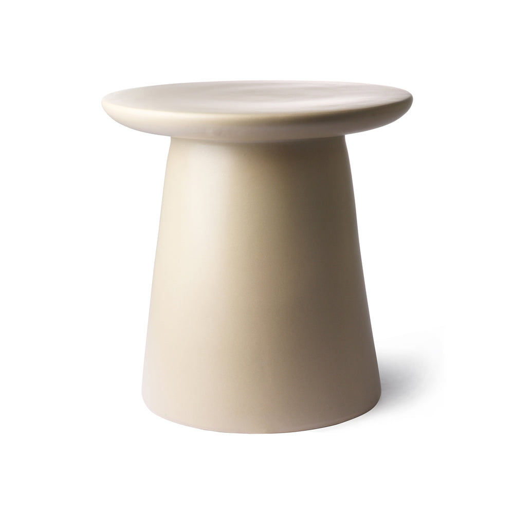 HKliving - Beistelltisch aus Steingut | Ø 40 x H 43 cm / creme/natur