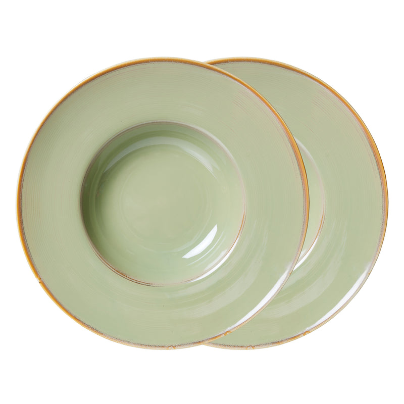 HKliving - Chef Ceramics Pasta Teller (2er-Set) | moss grün