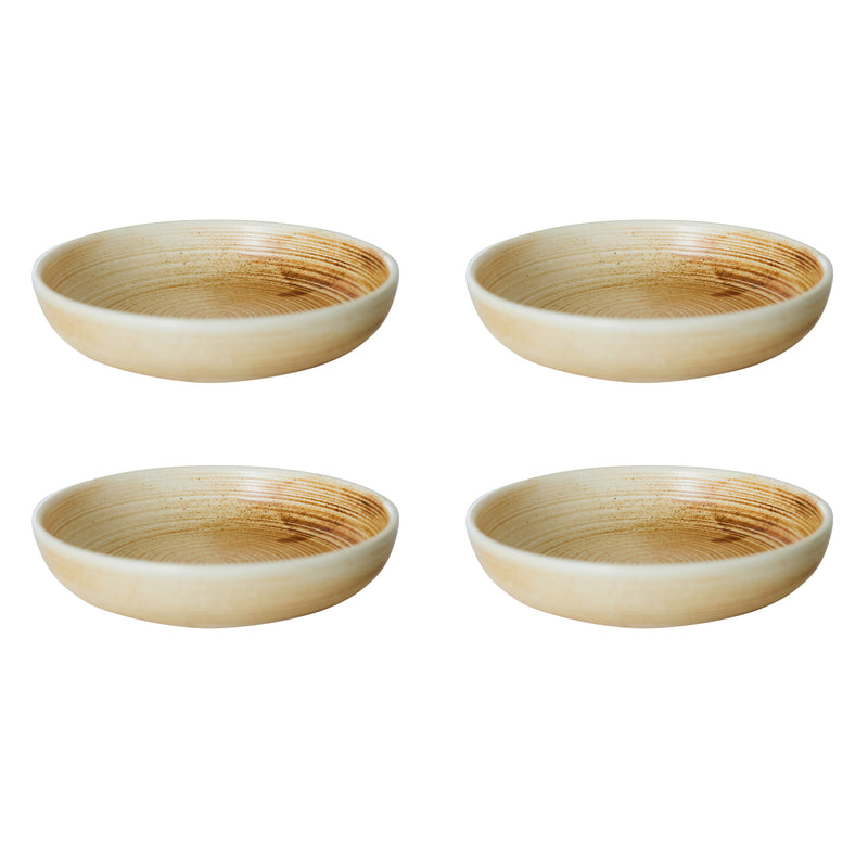 HKliving - Chef Ceramics Tiefer Teller (4er-Set) | Ø 19,3 cm / rustic cream/braun