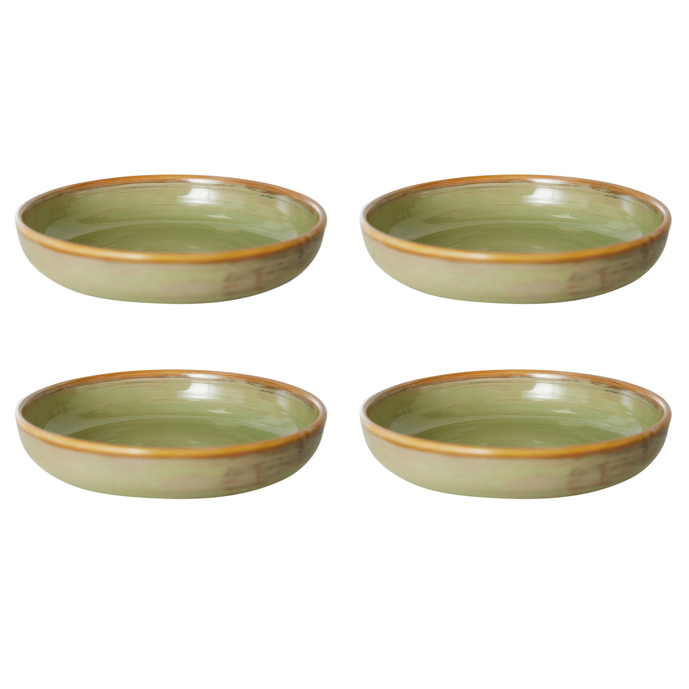 HKliving - Chef Ceramics Tiefer Teller (4er-Set) | Ø 21,5 cm / moss grün
