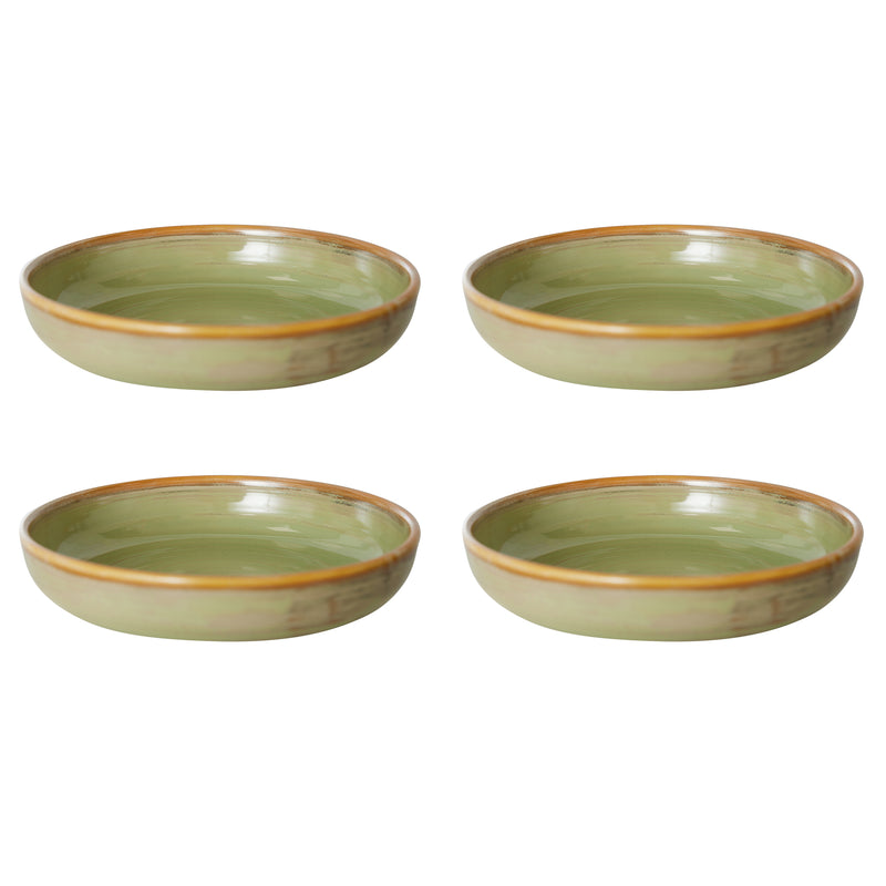 HKliving - Chef Ceramics Tiefer Teller (4er-Set) | Ø 21,5 cm / moss grün